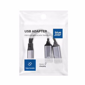 Adapteri AUX 2in1 Type C (uros) - Type C (naaras) / Type C (naaras) Blue Star musta [DAC] - lataus enint. 25 W