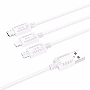 Hoco X74 3-in-1 Kaapeli USB-A - Lightning/Micro USB/USB-C 2A 1m valkoinen
