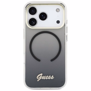 Guess IML Gradient Script Metal MagSafe Suojakuori iPhone 17 Pro Max:lle - Musta