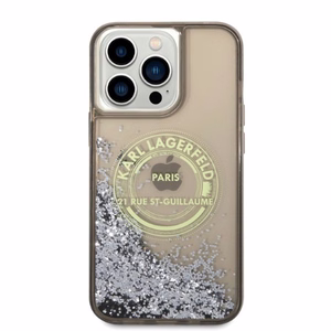 Karl Lagerfeld Liquid Glitter RSG suojakuori iPhone 14 Pro Max:lle - musta