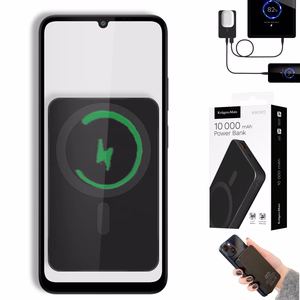 Krüger&Matz magneettinen langaton varavirtalähde, 10000 mAh, musta