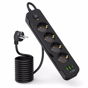 Tech-Protect PCL4X3 Jatkojohto 4 Pistoketta 240V + 2xUSB-A + 1xUSB-C 200cm Musta