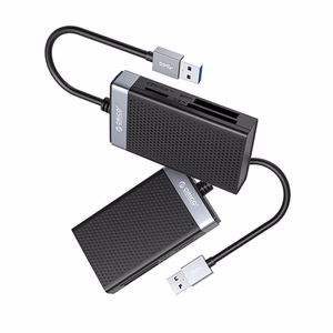 Orico CL4D-A3 muistikortinlukija USB-A 3.0, SD/microSD/CF/MS, 5 Gbps – musta ja hopeanvärinen