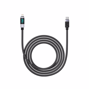 Orico LDC2L USB-C–Lightning PD, 29 W, 480 Mbps-kaapeli LED-näytöllä, 2 m – musta