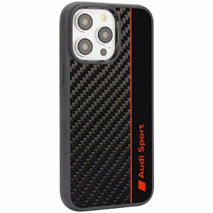 Audi Carbon Fiber Stripe Suojakuori iPhone 14 Pro 6.1 musta/musta kova kuori AUS-TPUPCIP14P-R8/D1-BK