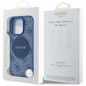 Guess 4G Circle Classic Logo MagSafe Suojakuori iPhone 16 Pro:lle - sininen