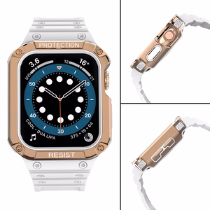 Protect Strap Band for Apple Watch 38/40/41mm Armored Case Strap - Valkoinen, ruusukultainen