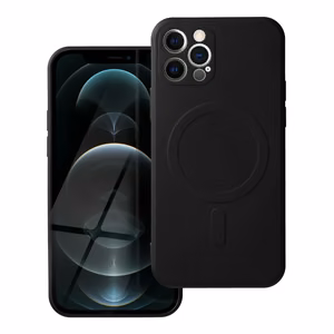 Silikoninen Mag Cover iPhone 12 PRO:lle yhteensopiva MagSafen kanssa musta