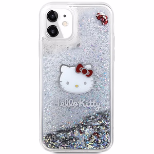 Hello Kitty Liquid Glitter Charms Kitty Head suojakuori iPhone 11 / Xr:lle - hopeinen