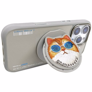 Nimmy Glasses Cool Cat MagSafe Suojakuori iPhone 16 Pro:lle - harmaa