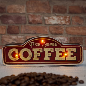 RETRO metallikyltti LED Fresh Brewed Coffee Forever Light