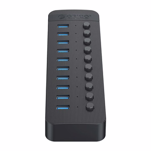 Orico CT2U3-10AB 10x USB-A 3.0 -keskitin kytkimillä - musta