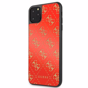 Guess GUHCN654GGPRE iPhone 11 Pro Max punainen/punainen kova kotelo 4G Double Layer Glitter