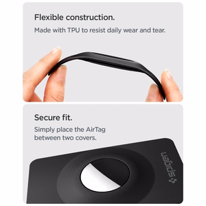 Spigen AirFit 2 -suojakotelot Apple AirTag 1/2 -paikantimelle, 2 kpl – mustat