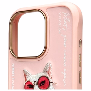 NIMMY Suojakuori GLASSES COOL CAT iPhone 16 Pro Max:lle vaaleanpunainen