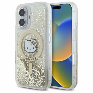 Hello Kitty Liquid Glitter Fever MagSafe Suojakuori iPhone 16:lle - kultainen