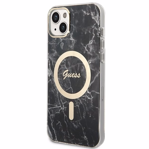 Set Guess GUBPP14SHMEACSK suojakuori + laturi iPhone 14 6.1 musta/musta kova suojakuori Marble MagSafe