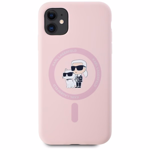 Karl Lagerfeld Silikoninen Karl&Choupette MagSafe iPhone 11:lle Suojakuori - Vaaleanpunainen