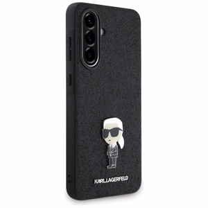 Karl Lagerfeld Fixed Glitter Ikonik Logo Metal Pin Case for Samsung Galaxy A56 - Black