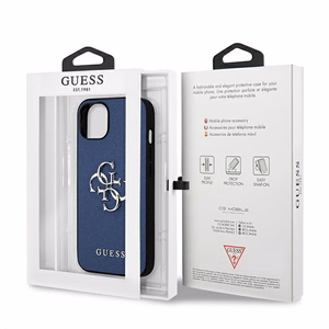 Guess GUHCP13SSA4GSBL iPhone 13 mini 5.4" sininen/sininen kovakotelo Saffiano 4G metalli logo