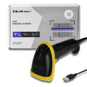 Qoltec 50867 – langallinen 1D/2D-laserviivakoodinlukija, USB, musta