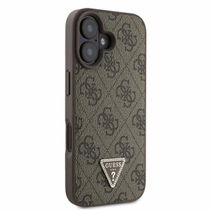 Guess Leather Metal Logo Strass Crossbody Suojakuori iPhone 16:lle - ruskea