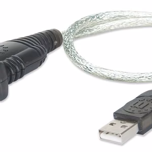 Manhattan USB-A sarjamuunninkaapeli, 45cm, Male to Male, Serial/RS232/COM/DB9, Prolific PL-2303RA siru, musta/hopeinen kaapeli, kolmen vuoden takuu, vastaa ICUSB232V2