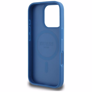 Guess HC MagSafe PU 4G Circle Classic Logo Suojakuori iPhone 16 Pro Max:lle - sininen