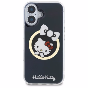 Hello Kitty IML Fun Bow Magsafe iPhone 16:lle Suojakuori - Musta