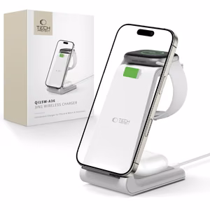 Tech-Protect QI15W-A36 3in1 latausasema Apple-laitteille - valkoinen