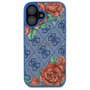 Guess GUHMP16SP4ROPEMCB iPhone 16 6.1" Sininen/Sininen Kova Suojakuori 4G Flowers Print MagSafe