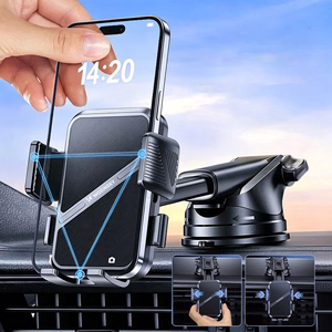 Musta 3-in-1-autoteline Wozinsky WUS-CF29 kojelaudalle, tuulilasiin ja ilmanvaihtoaukkoon