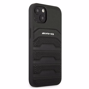 AMG Nahka Debossed Lines kotelo iPhone 13 mini - musta