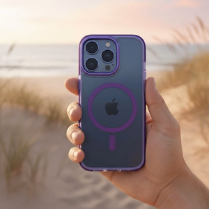 Case for iPhone 17 PRO MAX Frame Clear Hybrid Mag Cover compatible with MagSafe purple