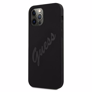 Guess GUHCP12LLSVSBK iPhone 12 Pro Max 6.7" musta/musta kovakotelo Script Vintage
