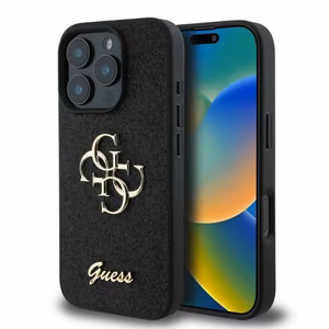Guess Fixed Glitter Big 4G kotelo iPhone 16 Pro Max - musta