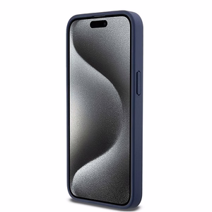 DKNY Nahkainen Mono Raita ja Metallinen Logo Suojakuori iPhone 15 Pro Max:lle - sininen