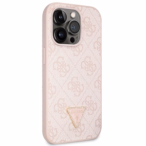 Guess GUHCP14LP4TDSCPP Suojakuori iPhone 14 Pro:lle - vaaleanpunainen Crossbody 4G Metal Logo