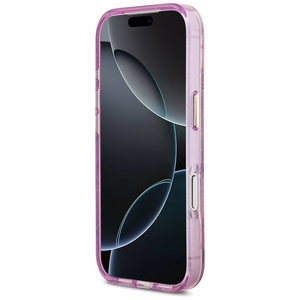 Guess IML Glitter Flowers Triangle MagSafe suojakuori mallille iPhone 17 Pro / 18 Pro – violetti