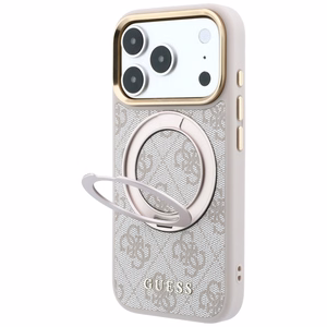 Guess Ring Stand 360 4G Classic Logo MagSafe suojakuori malleille iPhone 17 Pro Max / 18 Pro Max, vaaleanpunainen