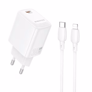 Borofone Seinälaturi BN28 Fuente - Type-C - PD 30W Type-C - Lightning -kaapelilla valkoinen