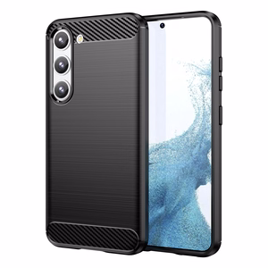 Carbon Case joustava silikoninen hiilikuitukuori Samsung Galaxy S23+:lle - musta
