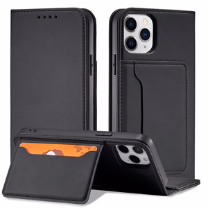Magneettikorttikotelo iPhone 12 Pro Kotelo kortti lompakko kortin haltija Musta