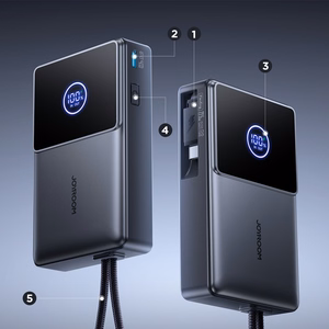 Joyroom JR-PR1 10000mAh 22.5W Powerbank sisäänrakennetulla sisäänvedettävällä USB-C-kaapelilla - musta
