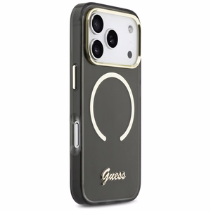 Guess IML Script Metal MagSafe Suojakuori iPhone 17 Pro Max:lle - musta