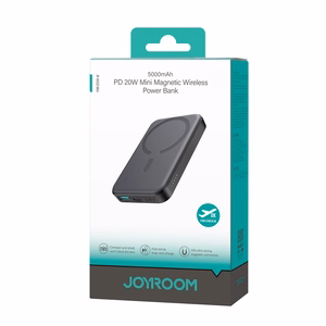 Powerbank Joyroom JR-W020 Mini 5000mAh USB-A USB-C inductive 20W - black + USB-C / USB-C cable