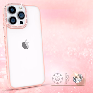Kingxbar Sparkle sarjan tapauksessa iPhone 13 Pro Max kristallit takaisin kansi vaaleanpunainen
