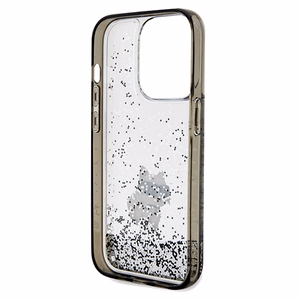 Karl Lagerfeld Liquid Glitter Choupette -suojakuori iPhone 14 Pro Maxille - läpinäkyvä