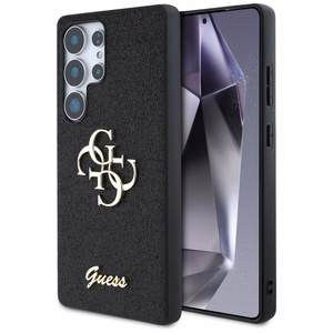 GUESS Fixed Glitter Big 4G Metal Logo Suojakuori Samsung Galaxy S25 Ultra Musta