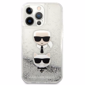 Karl Lagerfeld Nestemäinen Glitter Karl&Choupette Head kotelo iPhone 13 Pro Max - hopea - hopea